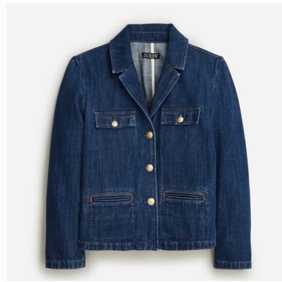 J. Crew Denim Blazer-Jacket in resin wash Size 00 NWT - Picture 3 of 11